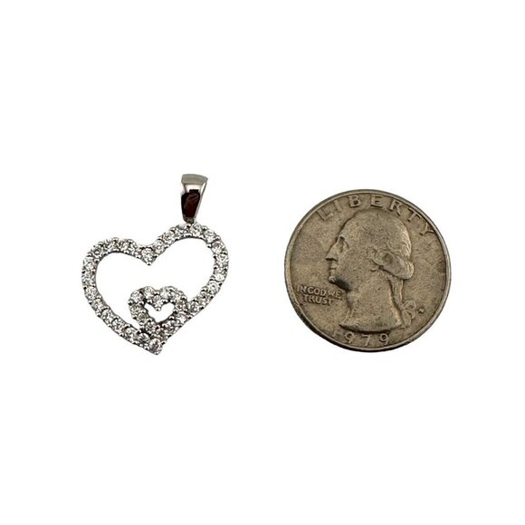 Sterling Silver Double Heart CZ Pendant with Bail - Picture 3 of 8